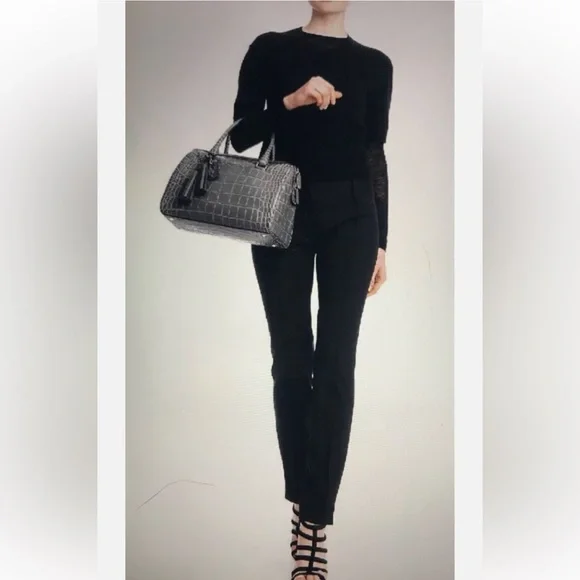 Coach Legacy Haley Satchel Exotic Croc-Embossed Leather 25324 Bag Navy/Sliver - Picture 11 of 12